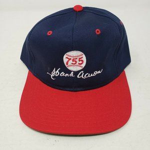 Vintage Hank Aaron 755 HR Snapback MLB Baseball Hat Cap OS Atlanta Braves Rare